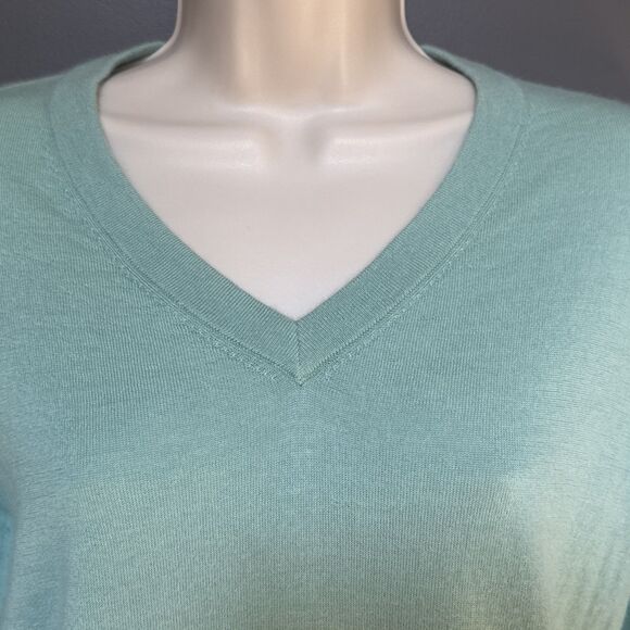 Ann Mashburn Size L Womens V-neck 100% Cashmere Sweater Pullover Mint Green - Picture 8 of 11